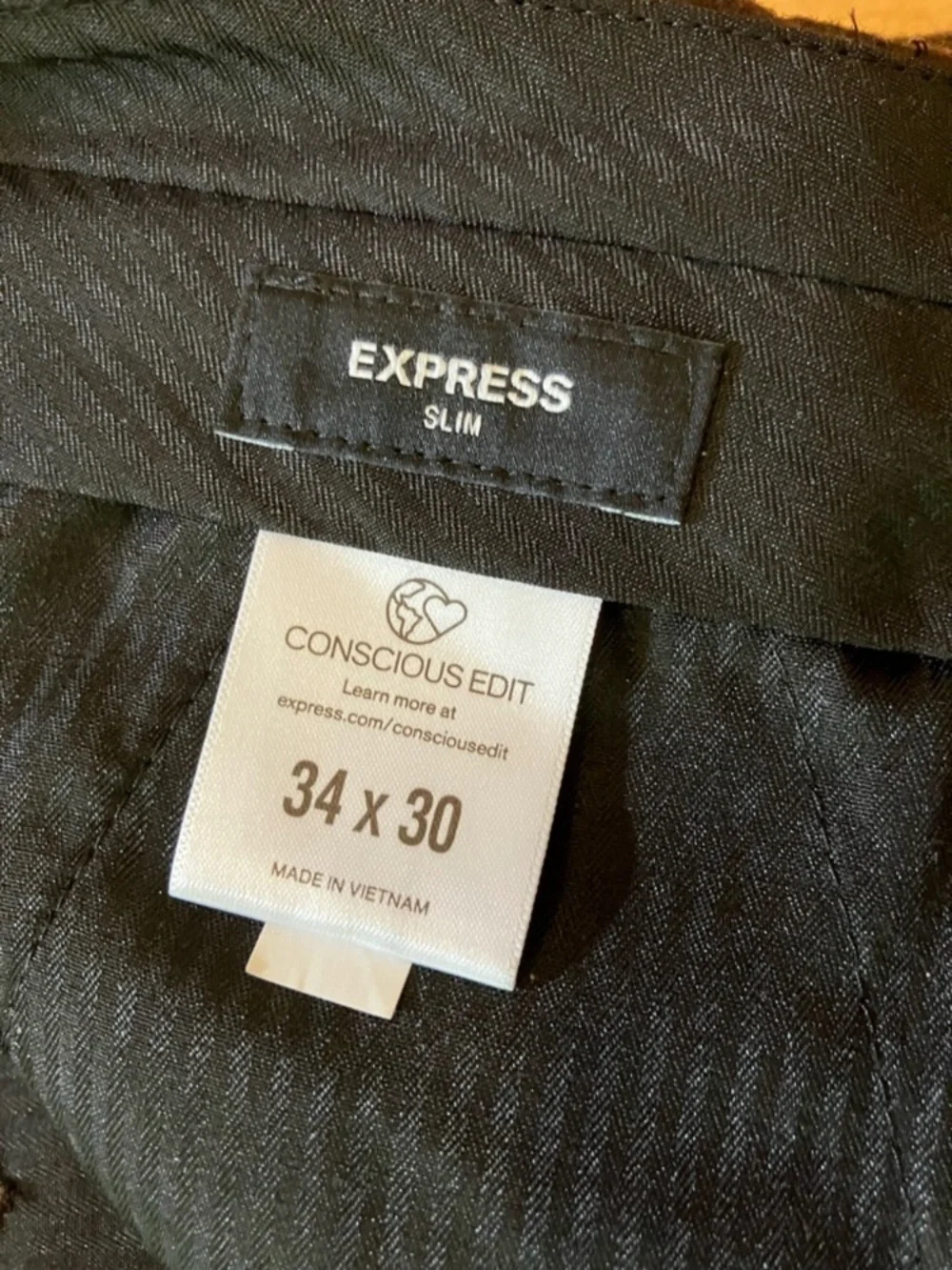 Express Menswear Dark Brown Recycled Wool Cargo Pocket Trousers 34x30